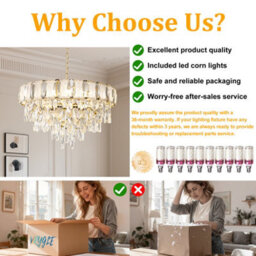 Vrygle Aesome 6-Layered Deluxe Crystal Chandelier Adjustable Pendant Ceiling Light Fixture, 10-Light - thumbnail 9
