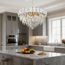Vrygle Aesome 6-Layered Deluxe Crystal Chandelier Adjustable Pendant Ceiling Light Fixture, 10-Light - thumbnail 8