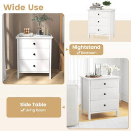 Compact Storage Bedside Table White - thumbnail 3