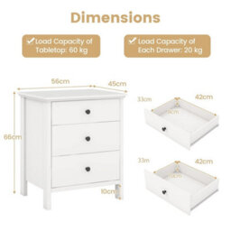 Compact Storage Bedside Table White - thumbnail 2
