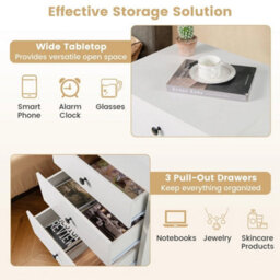 Compact Storage Bedside Table White - thumbnail 4