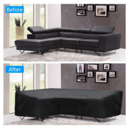 M (270X270X90Cm) L Shaped Waterproof Furniture Cover For Sofa Rattan Table Cube Outdoor Garden - thumbnail 6