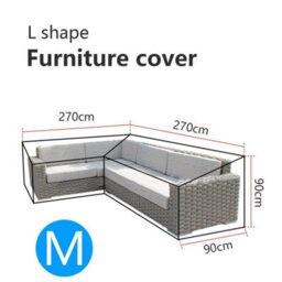 M (270X270X90Cm) L Shaped Waterproof Furniture Cover For Sofa Rattan Table Cube Outdoor Garden - thumbnail 2