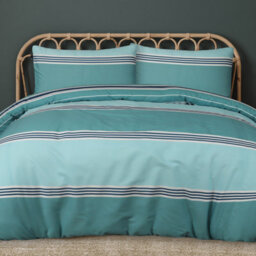 Smart Living Printed Reversible Polycotton Banded Stripe Duvet Cover And Pillowcase - thumbnail 4