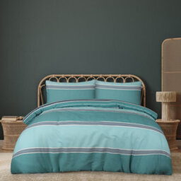 Smart Living Printed Reversible Polycotton Banded Stripe Duvet Cover And Pillowcase - thumbnail 2