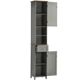 2 Door Tallboy Bathroom Cabinet Tallboy Cupboard Standing Storage - thumbnail 2