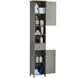 2 Door Tallboy Bathroom Cabinet Tallboy Cupboard Standing Storage - thumbnail 1