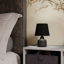 Conical Matt Black Ceramic Led Table Lamp - thumbnail 1