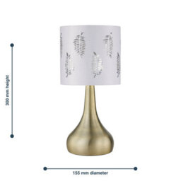 First Choice Lighting Romana - Antique Brass Touch Table Lamp With White Fern Shade - thumbnail 4