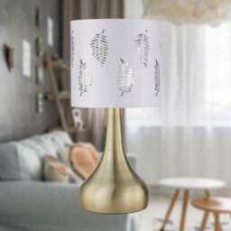 First Choice Lighting Romana - Antique Brass Touch Table Lamp With White Fern Shade - thumbnail 2