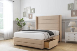 "Sloomy Sterling Pebble Plush Divan Bed No Drawers - 54"" Wingback Headboard & 12"" Footboard 3' Single" - thumbnail 4