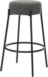 Lamboro Rotonda Bouclé Kitchen Bar Stools, Fixed Height Metal Legs With Footrest, Breakfast Bar Stool - Grey (66Cm) - thumbnail 6