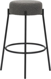 Lamboro Rotonda Bouclé Kitchen Bar Stools, Fixed Height Metal Legs With Footrest, Breakfast Bar Stool - Grey (66Cm) - thumbnail 7