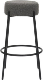 Lamboro Rotonda Bouclé Kitchen Bar Stools, Fixed Height Metal Legs With Footrest, Breakfast Bar Stool - Grey (66Cm) - thumbnail 2