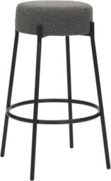 Lamboro Rotonda Bouclé Kitchen Bar Stools, Fixed Height Metal Legs With Footrest, Breakfast Bar Stool - Grey (66Cm)