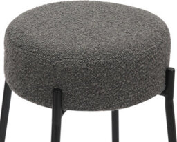 Lamboro Rotonda Bouclé Kitchen Bar Stools, Fixed Height Metal Legs With Footrest, Breakfast Bar Stool - Grey (66Cm) - thumbnail 3