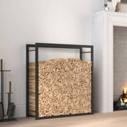 Walplus Firewood Rack Matt Black 80X28X86 Cm Steel