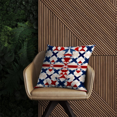 Warren Reed Designer American Flag Abstract Pattern Outdoor Cushion 60Cm X 60Cm