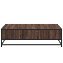 Berkfield Coffee Table Brown Oak 100X100X30 Cm Engineered Wood And Metal - thumbnail 6