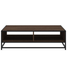 Berkfield Coffee Table Brown Oak 100X100X30 Cm Engineered Wood And Metal - thumbnail 5