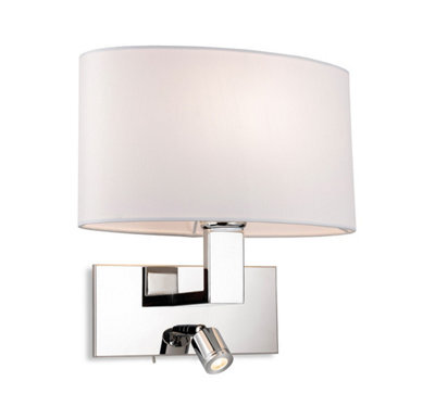Luminosa Lighting Luminosa Webster Wall Lamp With Adjustable Switched Reading Light Chrome With Oval Cream Shade