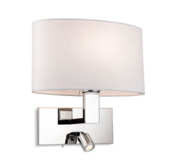 Luminosa Lighting Luminosa Webster Wall Lamp With Adjustable Switched Reading Light Chrome With Oval Cream Shade