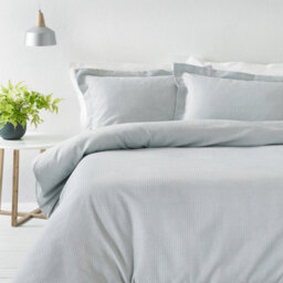 The Linen Yard Waffle Textured 100% Cotton Duvet Cover Set, King, Grey - thumbnail 1