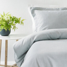 The Linen Yard Waffle Textured 100% Cotton Duvet Cover Set, King, Grey - thumbnail 3
