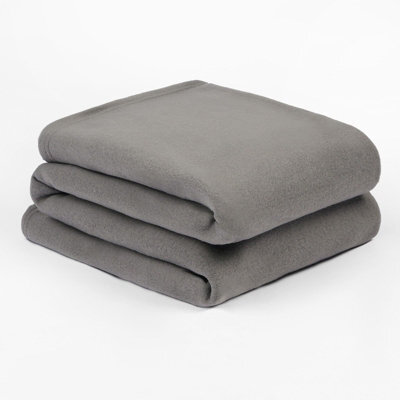 Ohs Warm Polar Fleece Throw Soft Bed Blanket, Charcoal - 200 X 240Cm - image 1