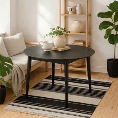 Wyld Haus Shanghai Black Oak Round Extending Dining Table With Butterfly Leaf - image 1