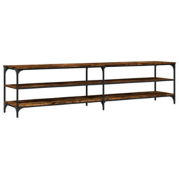 Berkfield Tv Cabinet Smoked Oak 200X30X50 Cm Engineered Wood And Metal - thumbnail 2