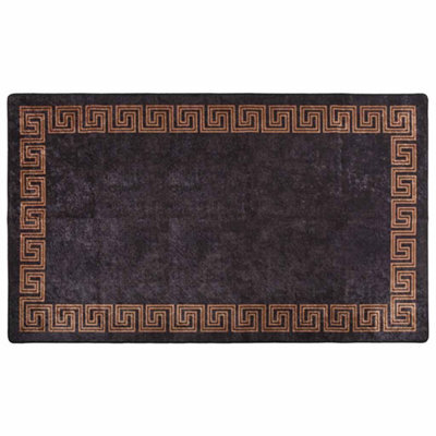 Berkfield Durable Rug Washable 190X300 Cm Black And Gold Anti Slip - image 1