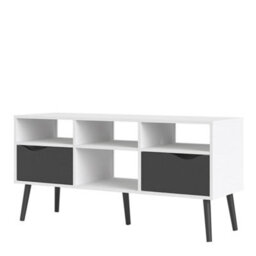 Wyld Haus Sapporo Wide Tv Unit, White Frame With Matt Black Drawers, 2 Drawers 4 Shelves - thumbnail 4
