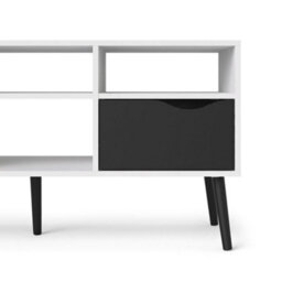 Wyld Haus Sapporo Wide Tv Unit, White Frame With Matt Black Drawers, 2 Drawers 4 Shelves - thumbnail 6