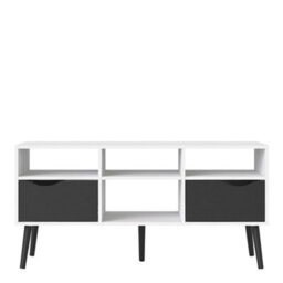 Wyld Haus Sapporo Wide Tv Unit, White Frame With Matt Black Drawers, 2 Drawers 4 Shelves - thumbnail 3
