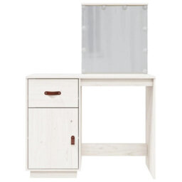 Berkfield Dressing Table With Led White 95X50X133.5 Cm Solid Wood Pine - thumbnail 6