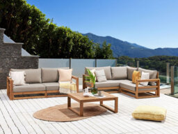Beliani Garden Lounge Set With Table 4 Seater Timor Modular Certified Acacia Wood Light Brown - thumbnail 2