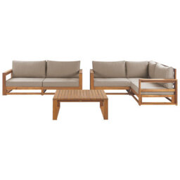 Beliani Garden Lounge Set With Table 4 Seater Timor Modular Certified Acacia Wood Light Brown - thumbnail 1