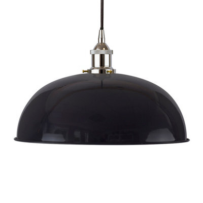 Navy Blue Worcester Painted Dome Pendant Light With Nickel Lamp Holder And Black Round Cable - Se Home - image 1