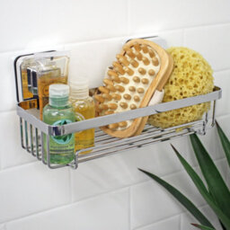 Showerdrape Pushloc Chrome Steel Suction Wall Mounted Rectangular Basket - thumbnail 2