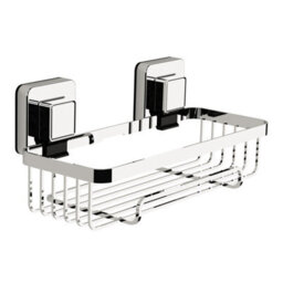 Showerdrape Pushloc Chrome Steel Suction Wall Mounted Rectangular Basket - thumbnail 3