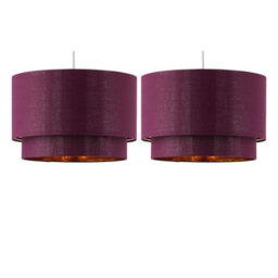 First Choice Lighting Set Of 2 Kozy - Burgundy And Gold 30Cm Pendant Shades - thumbnail 1