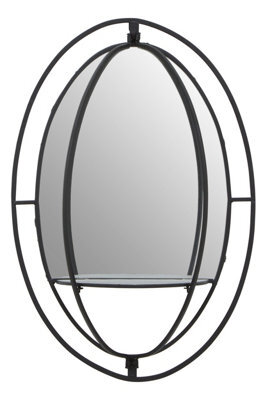 Orsina Avento Oval Shelved Black Wall Mirror - image 1