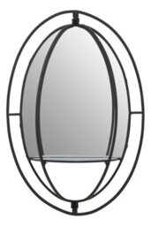 Orsina Avento Oval Shelved Black Wall Mirror - thumbnail 1