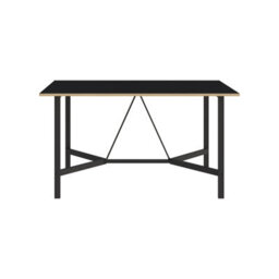 Decortie Modern Dalma Rectangle Dining Table 6 Seater Kitchen Table 140(D)Cm W/metal Legs For Indoor Black Wood, Oak - thumbnail 2