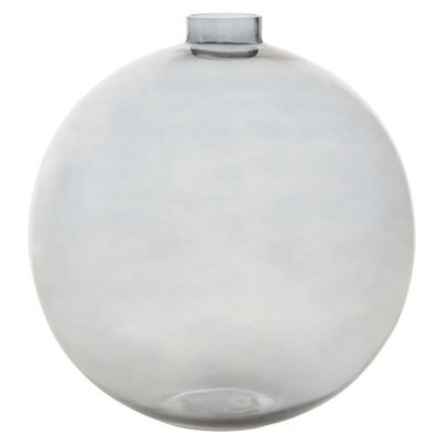Orsina Bottle Design Grey Glass Vase, Narrow Mouth Cylindrical Flower Vase, Contemporary Coloured Vase For Homes - image 1