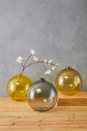 Orsina Bottle Design Grey Glass Vase, Narrow Mouth Cylindrical Flower Vase, Contemporary Coloured Vase For Homes - thumbnail 2