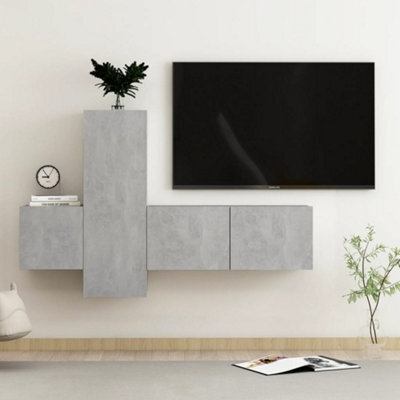 Berkfield 3 Piece Tv Cabinet Set Concrete Grey Engineered Wood - image 1