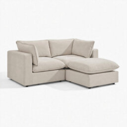 Furniturebox Uk Echo Cream Linen-Look Fabric 2 Seater Modular Chaise Sofa - thumbnail 6