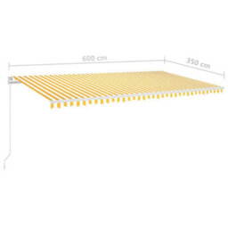 Berkfield Manual Retractable Awning With Led 600X350 Cm Yellow And White - thumbnail 6